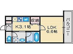 茨木市駅前2丁目マンション 1Kの間取図画像