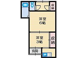 春日荘 2Kの間取図画像