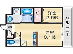 リアコート千里丘ISOUTH 1LDKの間取図画像