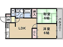 城南パレス 2LDKの間取図画像
