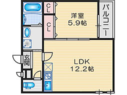 プリマヴェーラ 1LDKの間取図画像