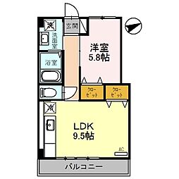 コーポラス 1LDKの間取図画像