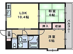 メゾン飛鳥 2LDKの間取図画像