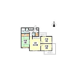 ベルハウス高槻 3LDKの間取図画像