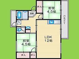 翠が丘団地2号棟 3DKの間取図画像
