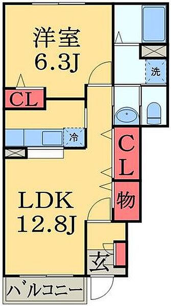 千葉県佐倉市上座(賃貸アパート1LDK・1階・46.49㎡)の写真 その2