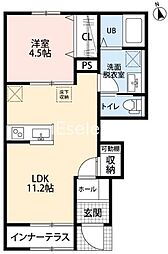 リーブルファイン若葉区桜区 1LDKの間取図画像