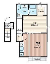 NecoCuore USUI 1LDKの間取図画像