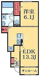 ボヌール ボア 1LDKの間取図画像