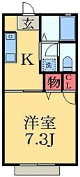 エーデル西都賀 1Kの間取図画像