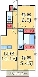 曹操A 2LDKの間取図画像