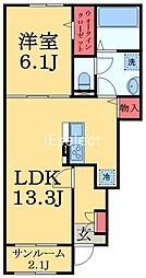 八街市八街にアパート 1LDKの間取図画像