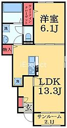 八街市八街にアパート 1LDKの間取図画像