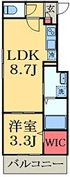 シャン・エトワール都賀 1LDKの間取図画像