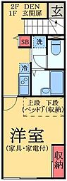 レオパレス若葉 1Kの間取図画像