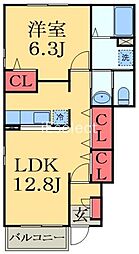 サンリットガーデンI 1LDKの間取図画像
