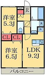サンローズ 2LDKの間取図画像