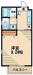 小田急小田原線 成城学園前駅 徒歩19分の賃貸アパート 2階1Kの間取り