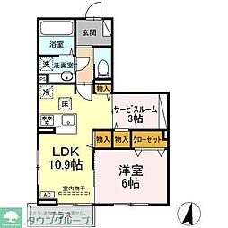 東急田園都市線 溝の口駅 バス22分 千年住宅前下車 徒歩2分の賃貸アパート 1階1LDKの間取り