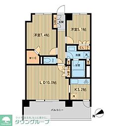 HF若林公園レジデンス 2LDKの間取図画像