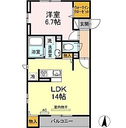 メゾンヴィクトワール梶ヶ谷 1LDKの間取図画像