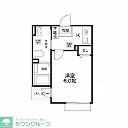 パルトネール豪徳寺A 1Kの間取図画像