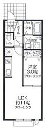 桜のある家 1LDKの間取図画像