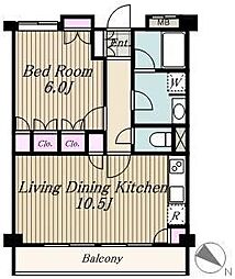 サンシャイン松本No.11 1LDKの間取図画像