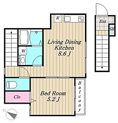 エルミタージュ 1LDKの間取図画像