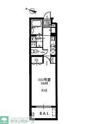 ワイズスクエアー 1Kの間取図画像
