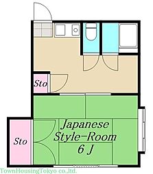 第二福富荘 2階1Kの間取り