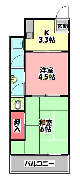 藤田マンション ｜大阪府門真市末広町(賃貸マンション2K・5階・35.00㎡)の写真 その2