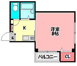ピノルース高瀬 1Kの間取図画像