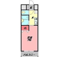 カーサローズヒル 1Kの間取図画像