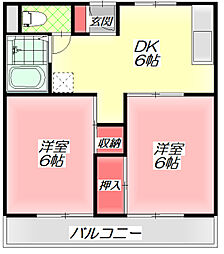 澤仁ハイツ 2DKの間取図画像