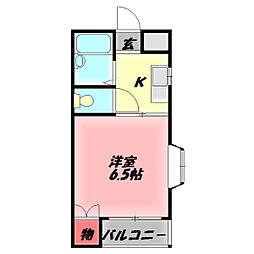 ハイツオークス 1Kの間取図画像