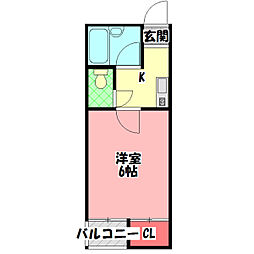 リバー豊秀 1Kの間取図画像