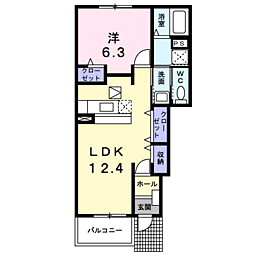 プリムローズ 1LDKの間取図画像