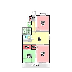 第一寺方ハイツ 3DKの間取図画像