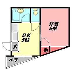 栄町ハイツ 1DKの間取図画像