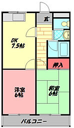 コムズスクエア大日 2DKの間取図画像
