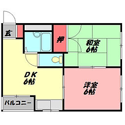フォルム太子橋 2DKの間取図画像