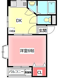 サンシャイン八雲 1DKの間取図画像