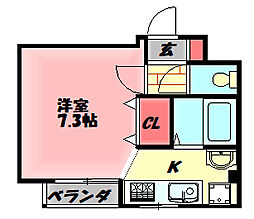 ビューロイヤル 1Kの間取図画像