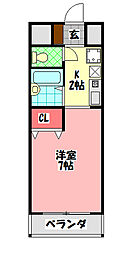 カーサローズヒル 1Kの間取図画像