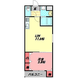 フジパレス大宮 1LDKの間取図画像