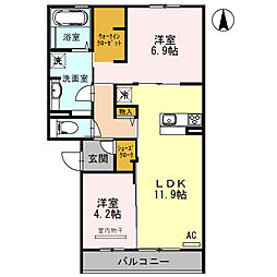 エーデルハイムスミトモ 2LDKの間取図画像