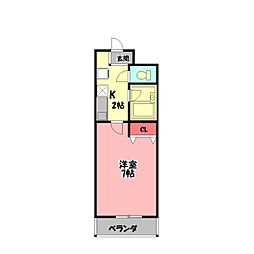 グラシアス中島 1Kの間取図画像