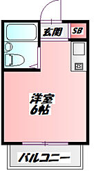 清水728ハイツ ワンルームの間取図画像