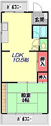 石山グリーンハイツ 1LDKの間取図画像